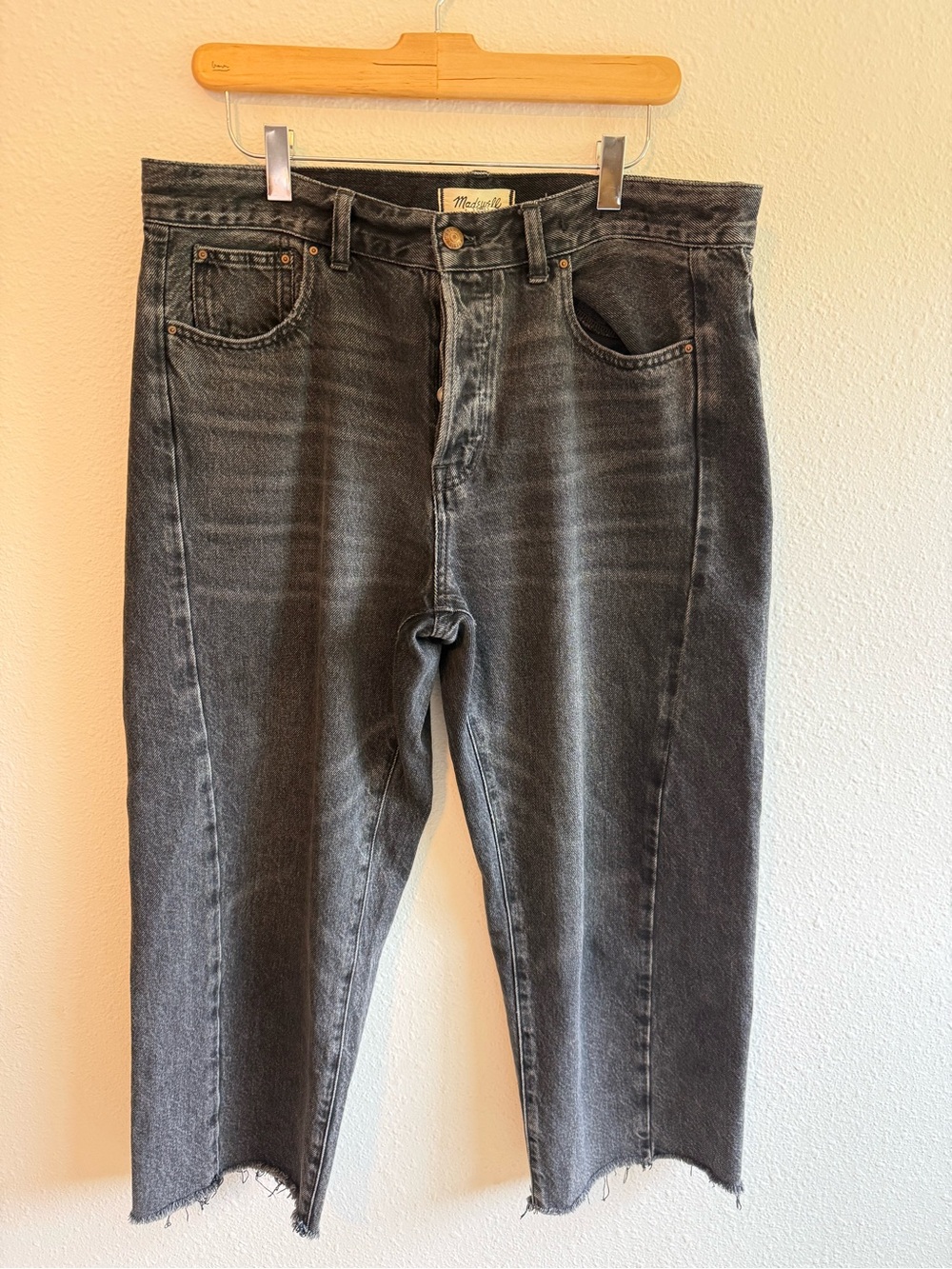 Madewell pieced barrel-leg jeans